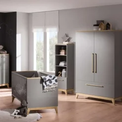 Kinder PAIDI Kinder-Drehtürenschrank STEN grau/ braun