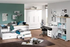 Kinder PAIDI Kleiderschrank KIRA Kreideweiß/ Eiche-Nautik