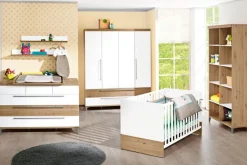 Kinder PAIDI Kleiderschrank REMO Bordeaux-Eiche/ Kreideweiß