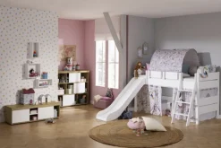 Kinder PAIDI Spielbett TIAGO mit Rutsche und Leiter weiß