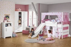 Kinder PAIDI Spielbett TIAGO mit Rutsche und Leiter weiß