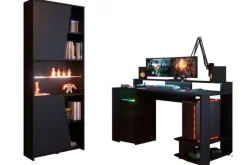 Parisot Gamertisch und Regal mit LED Beleuchtung schwarz