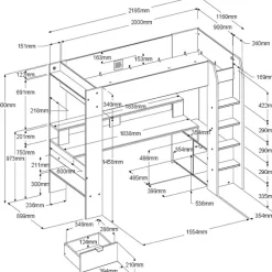 Kinder Parisot Gaming-Hochbett mit LED Beleuchtung schwarz