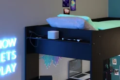 Kinder Parisot Gaming-Hochbett mit LED Beleuchtung schwarz