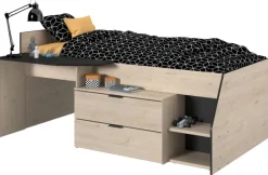 Kinder Parisot Halbhohes Hochbett MILKY 2 braun/schwarz