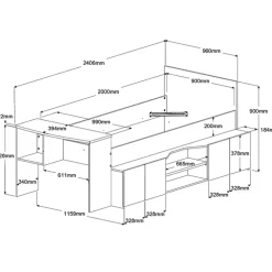 Kinder Parisot Hochbett CLEO 1 weiß