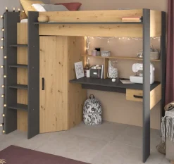 Kinder Parisot Hochbett HEAVY 1 braun/schwarz