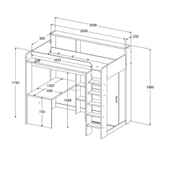 Kinder Parisot Hochbett HIGHER 1 weiß