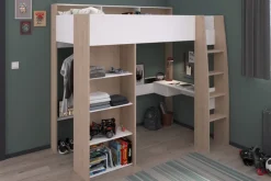 Kinder Parisot Hochbett SHELTER 11 braun/ weiß