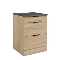 Parisot Küche mit Buffet FUMAY 21 Eiche/Beton-Optik ca. 300 x 186 x 60 cm