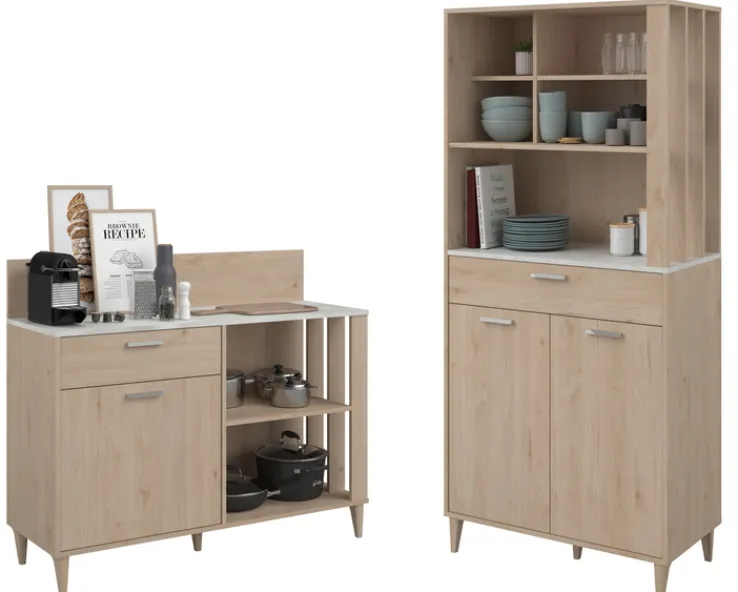 Parisot Küchenbuffet Komplett Set Gala 2 Jackson Eiche Dekor/ Beton Optik