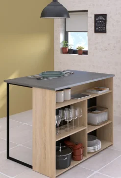 Parisot Kücheninsel FUMAY 12 ca. 109x90x80 Eiche Dekor/Beton Optik