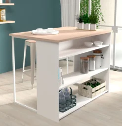 Parisot Kücheninsel SOCOOL 12 ca. 116x90x80 cm Weiß/Jackson Eiche Dekor