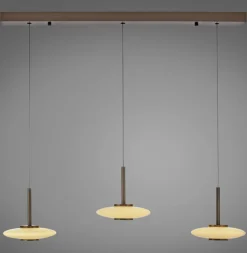 Paul Neuhaus LED Balkenpendel PURE VITRUM 3-flg braun