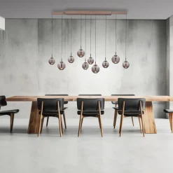 Paul Neuhaus LED Balkenpendel PURE E-INFINITY Glas Aluminium 198 x 35 x 180 cm Broncefarbig/Rauchfarbig