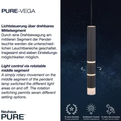 Paul Neuhaus LED Balkenpendel PURE-VEGA 120 cm schwarz