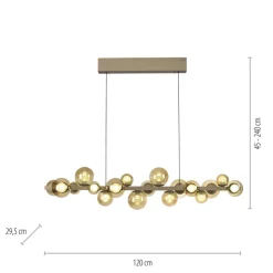 Paul Neuhaus LED Pendelleuchte E-POPUP 120 cm messingfarbig/braun