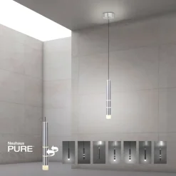 Paul Neuhaus LED Pendelleuchte PURE-VEGA 5 cm alufarbig