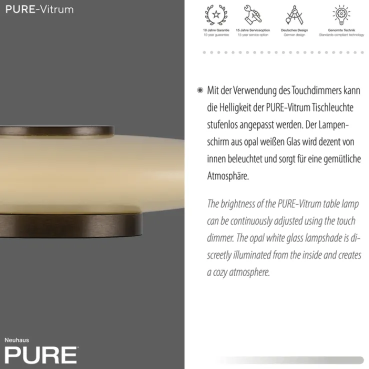 Paul Neuhaus LED Tischlampe PURE VITRUM 32 cm braun