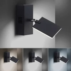 Paul Neuhaus LED Wandleuchte mit Spot PURE-MIRA schwarz