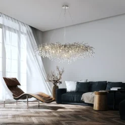 Paul Neuhaus Retrofit Kronleuchter ICICLE 150 x 75 cm stahlfarbig