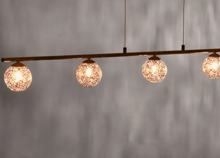 Paul Neuhaus Retrofit Pendellampe GRETA 5-flg rostfarbig/goldfarbig