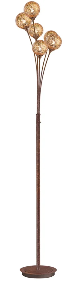 Paul Neuhaus Retrofit Stehlampe GRETA 6-flg rostfarbig/goldfarbig