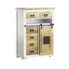 PHILL HILL Highboard LEWIS 90 x 130 x 45 cm Mango massiv/weiß/schwarz