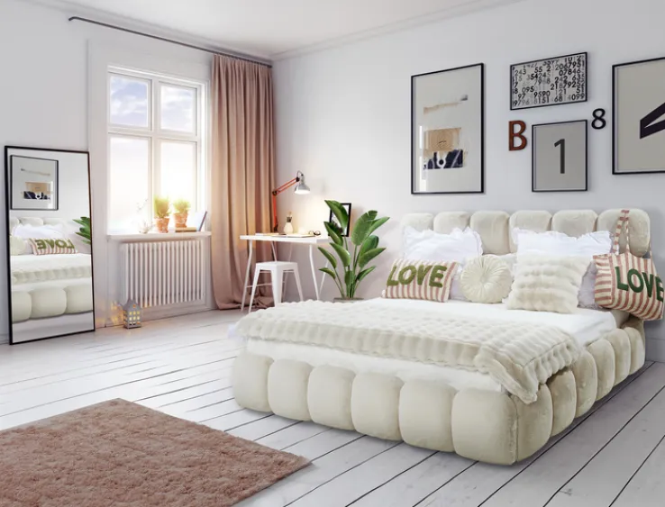 Polsterbett BALOON 180 x 200 cm weiß