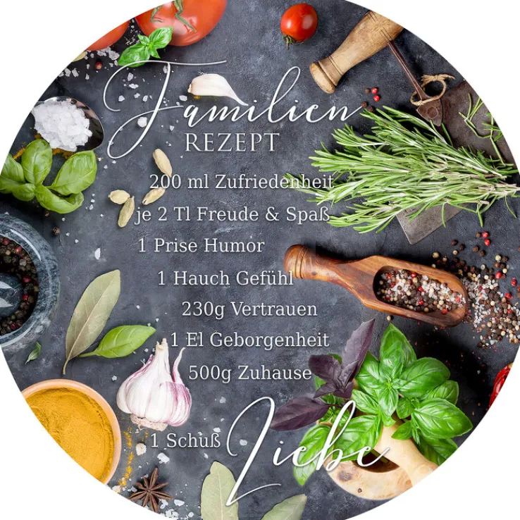 PRO ART Glas Art Bild FAMILIENREZEPT 30 cm Floatglas