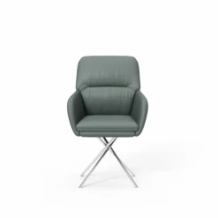 PURO Armlehnstuhl BERLIN Leder graublau/silberfarbig