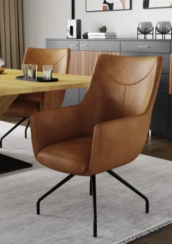 PURO Armlehnstuhl LEON 1 Missouri Leder cognacfarbig/schwarz