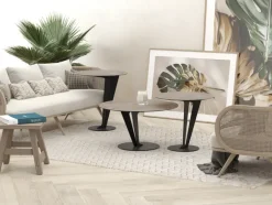 PURO ARTEMIS Beistelltisch 55x60 cm Marmoroptik Titan / Schwarz