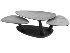 PURO CAMELIAS Couchtisch 100x65 cm Keramik Silver/Schwarz matt