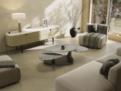 PURO CAMELIAS Couchtisch 100x65 cm Keramik Silver/Schwarz matt