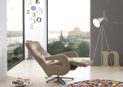 PURO Fernsehsessel CERGY M2-V5 Lederbezug steingrau