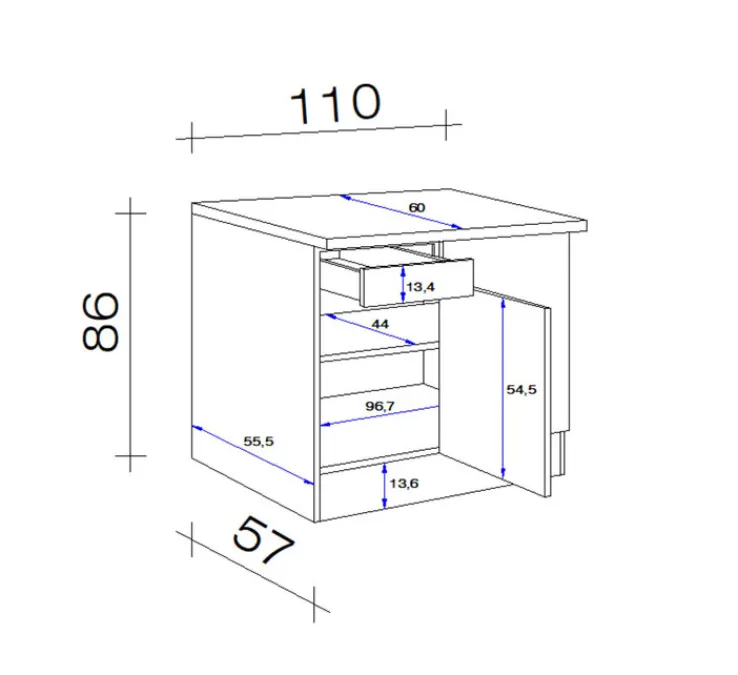 QUARTIER Spülen Unterschrank MEGGIE 50 x 82 x 57 cm weiß