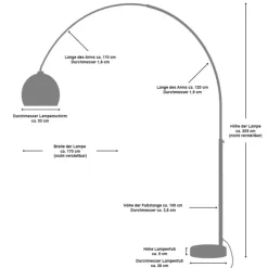 Retrofit Bogenlampe schwarz /Marmor schwarz