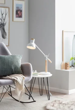 Retrofit Schreibtischlampe MONA weiß /Eiche braun