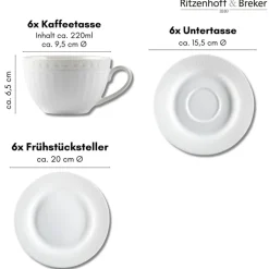 Ritzenhoff & Breker Kaffeeservice SOFIA 18-teilig Porzellan weiß