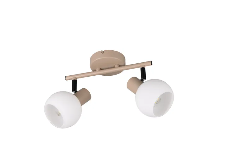 Reality RL RL LED Deckenlampe mit 2 Spots BOBA, Metall/Glas, 25 x 18,5 x 10 cm Beige/Weiß