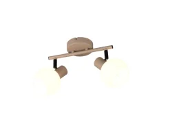 Reality RL RL LED Deckenlampe mit 2 Spots BOBA, Metall/Glas, 25 x 18,5 x 10 cm Beige/Weiß