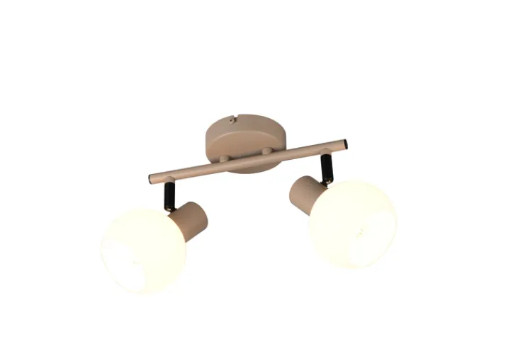 Reality RL RL LED Deckenlampe mit 2 Spots BOBA, Metall/Glas, 25 x 18,5 x 10 cm Beige/Weiß
