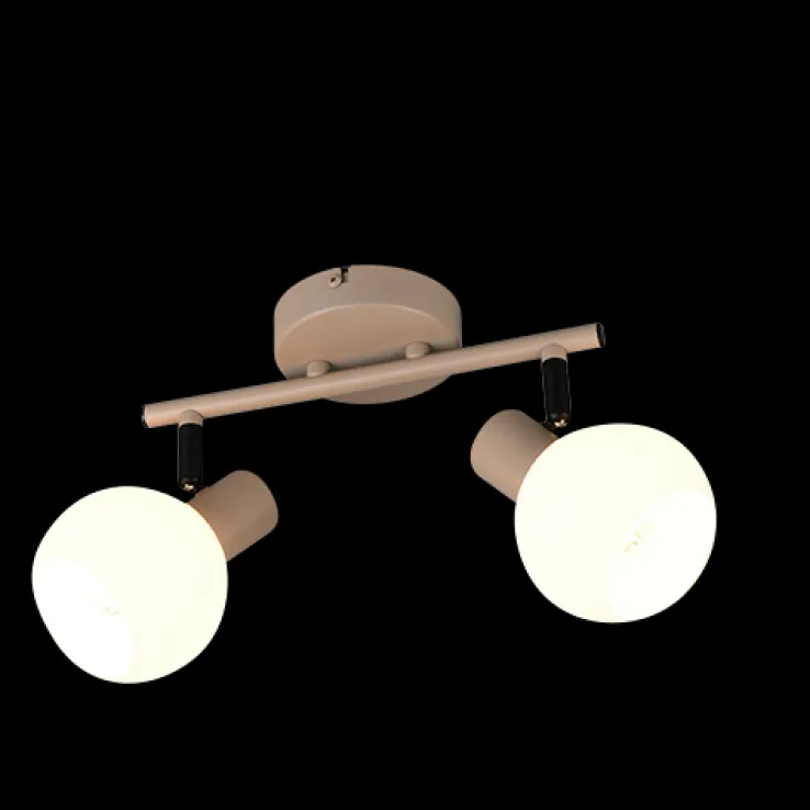 Reality RL RL LED Deckenlampe mit 2 Spots BOBA, Metall/Glas, 25 x 18,5 x 10 cm Beige/Weiß