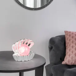 Reality RL RL LED Dekoleuchte SHELLY, Kunststoff, 17,5 x 14,5 x 12,5 cm Chromfarbig