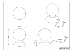 Reality RL RL LED Tischlampe PRINCESS 10 cm silberfarbig mit Glas weiß