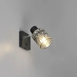 Reality RL RL LED Wandleuchte mit 1 Spot JACK, Metall/Glas, 10 x 9 x 16 cm Schwarz/Rauchfarbig