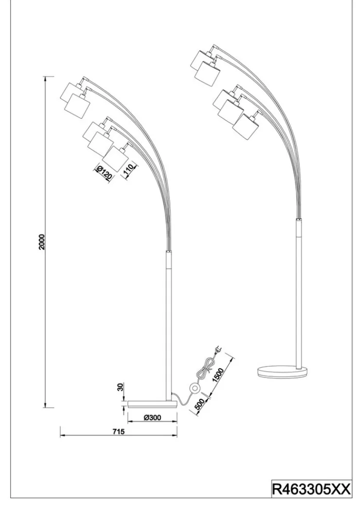 Reality RL RL Retrofit Bogenleuchte TOMMY 5-flg