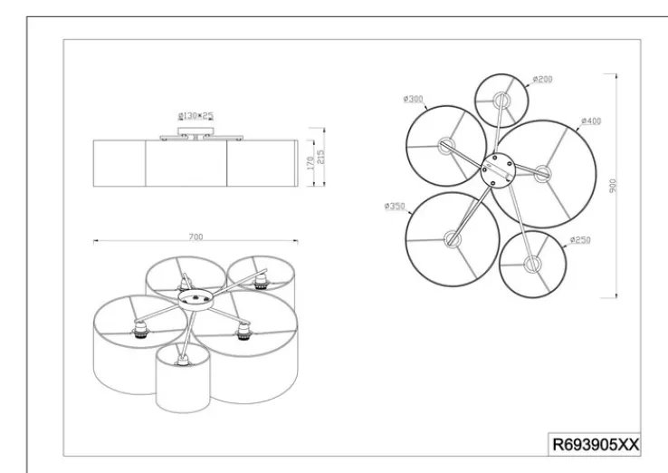 Reality RL RL Retrofit Deckenlampe CARLTON 5-flg