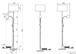 Reality RL RL Retrofit Stehlampe OWEN nickelfarbig